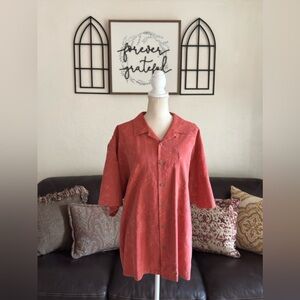 Tommy Bahama 100% Silk Hawaiian Floral Print Button Down Shirt Size XL